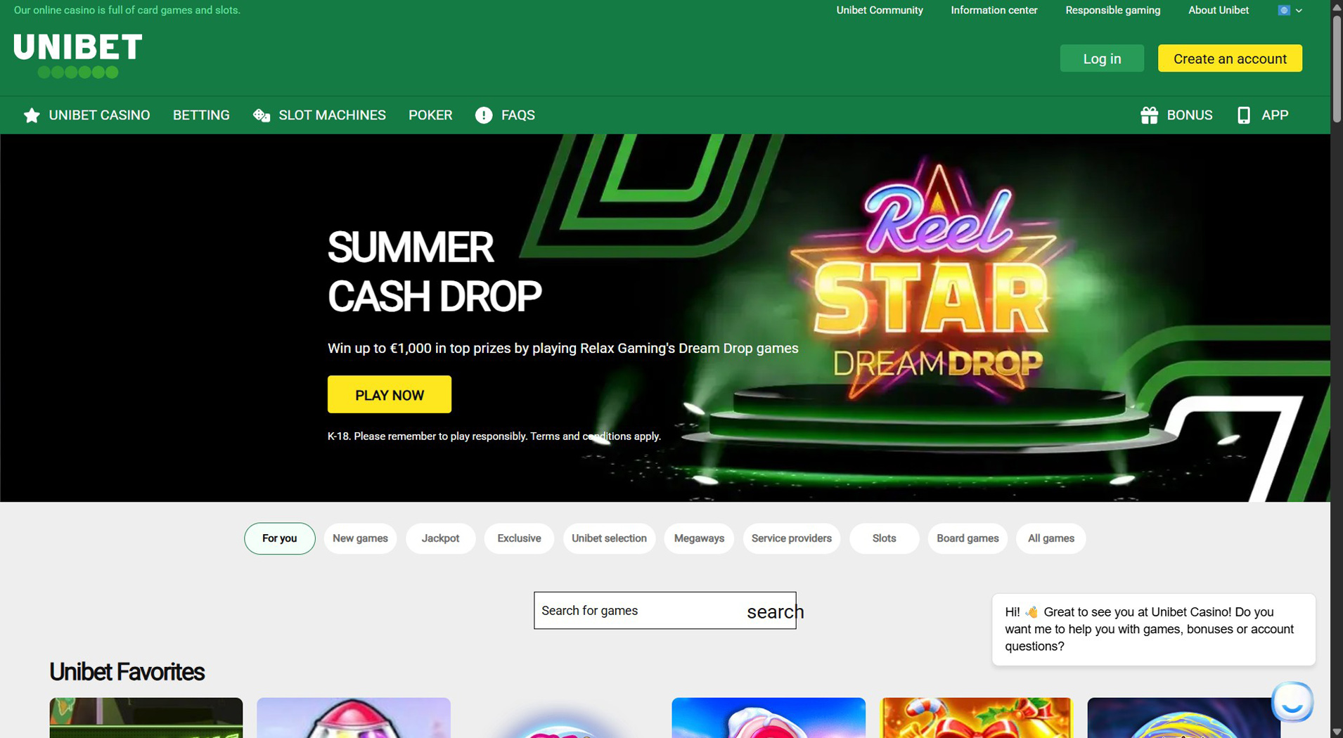 6. Unibet Casino- Paiements rapides pour les casinos en ligne